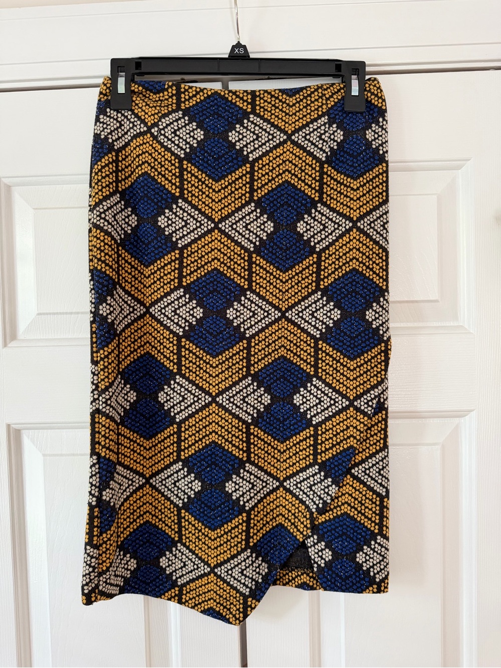 Maeve by Anthropologie Geometric Pencil Skirt in Mustard, Navy & White